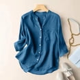 thumbnail image 4 of Warop Women's 3/4 Sleeve Tops Cardigan V-Neck Button-Up Casual Loose Fit Blouses, 4 of 5