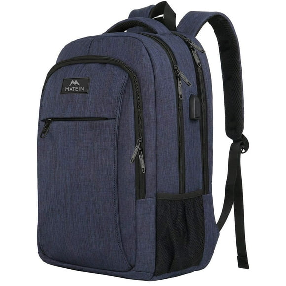 Matein Sac à Dos pour Ordinateur Portable 15,6 Po, Sac à Dos de Voyage 32 L avec Port de Chargement USB pour Hommes Femmes, Bleu