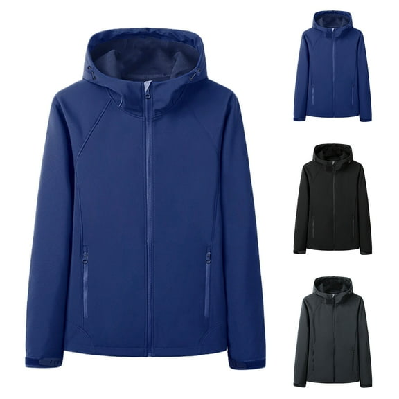 Brondbend Waterproof Jacket Men Men's Solid Color Warm and Waterproo Outdoor Casual Sportswear Jacket Hooded Jacket Plus Size Outdoor Hiking Travel Versatile,Black