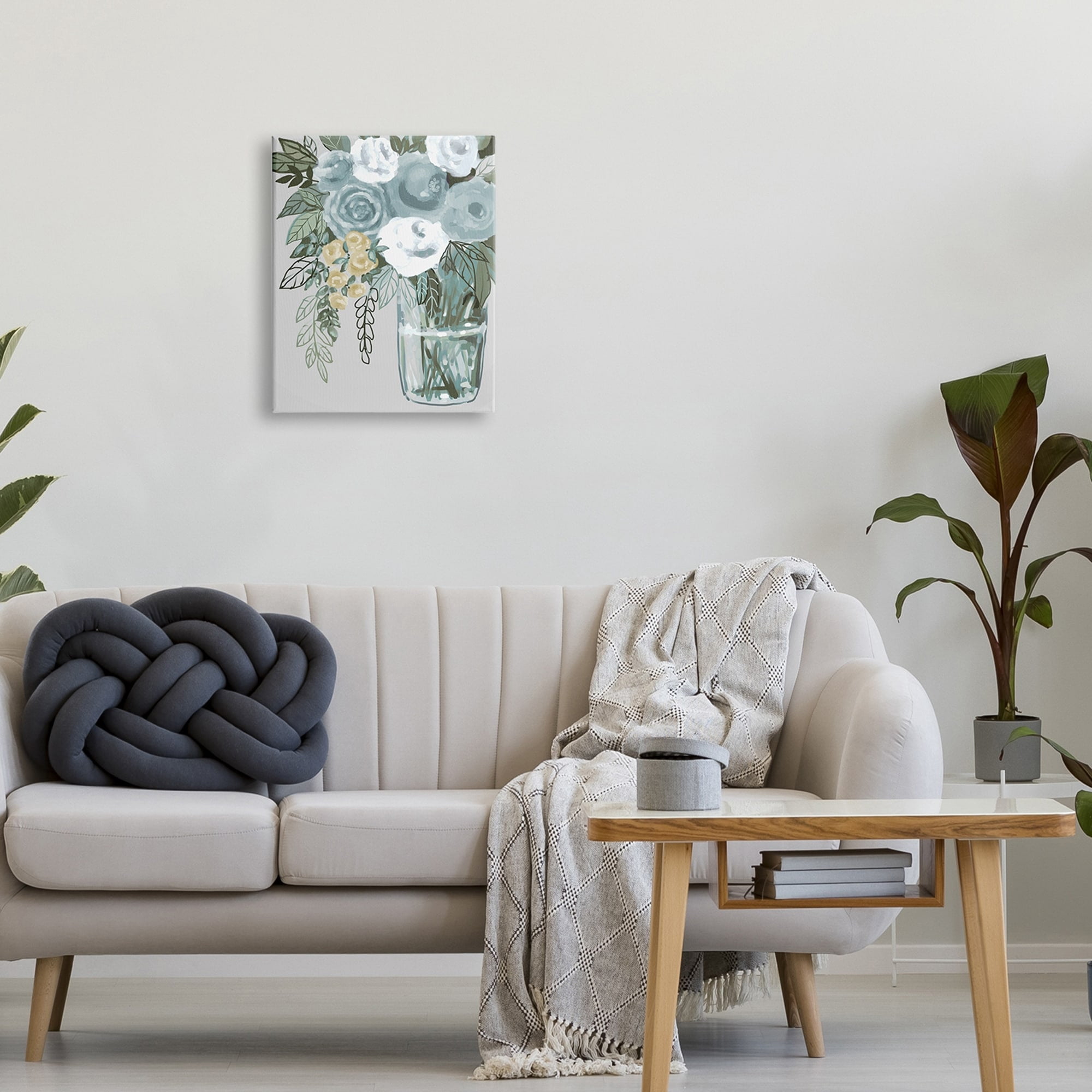 Stupell Industries Simple Flower Bouquet Arrangement Glass Vase Illustration Paintings Gallery-Wrapped Canvas Print Wall Art, 16x20, by Boho Studio