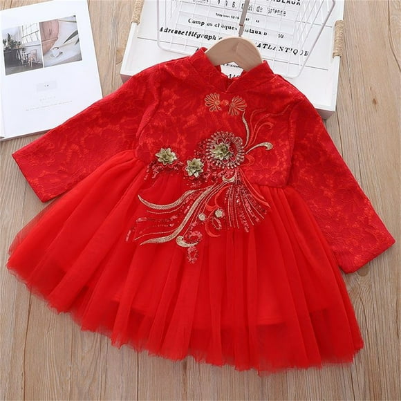 Toddler Kids Baby Girls Children Fairy Dresses for Chinese New Year Dresses Embroidery Tang Suit Performance Girls Dresses Size 14-16 Long Sleeve Girls Dresses Size 12-13 Christmas Girls Dresses Size