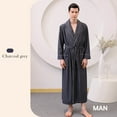 thumbnail image 4 of Mens Lightweight Robe Kimono Bathrobe Spa Sleepwear Soft Knee Length Robe With Pockets, 4 of 4