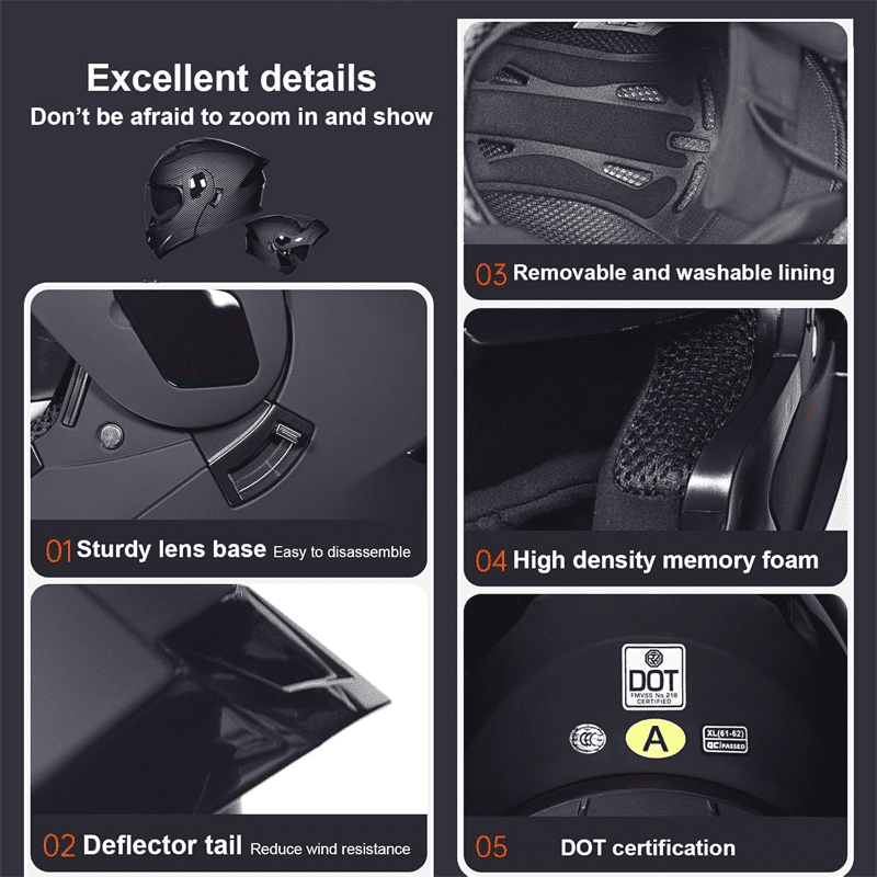 DOCRELD Bluetooth Modular Motorcycle Helmet,Motorcycle Helmet,DOT Approved,Dual Visor Full Face Flip up Integrated Motorcycle Helmets,Built-in Dual Speaker Microphone,Waterproof Adults Men Women