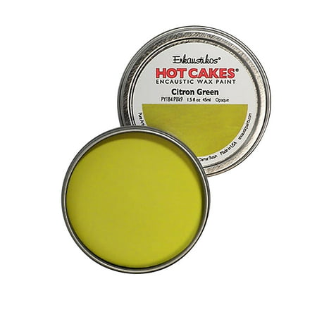 UPC: 0813043013254 | Enkaustikos Hot Cake Encaustic Wax Paint  1.5 oz. Tin  Citrone Green