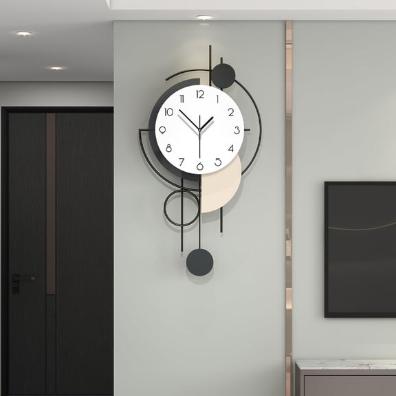 Large Wall Clock for Living Room Decor 30 Inch Decorative Wood Wall Clock Battery Operated Non Ticking for Bedroom Office Kitchen Big Pendulum Silent Clock Wall Decor