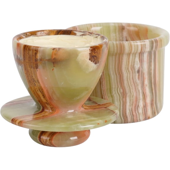 Radicaln Green Marble Butter Keeper with Lid 4.25" – Handmade Butter Dish for Kitchen Storage & Dining Table – Durable Marble Butter Container, Elegant Tabletop Gift Idea