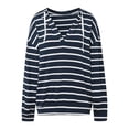 thumbnail image 5 of Winter Striped Drawstring Hooded Long Sleeve Sweatshirt Top for Women Cozy Casual Pullover, 5 of 8