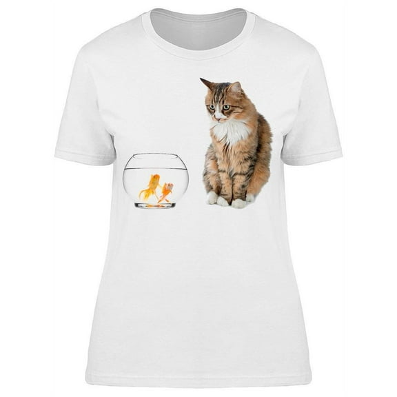 Norwegian Cat Looking At Fish  T-Shirt Women -Image by Shutterstock, Female Medium