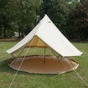 Latourreg Outdoor Glamping Waterproof Cotton Canvas 13.1ft(4Meter) Bell Tent with Side-Wall Stove Jack Glamping Yurt Tent with Mesh Screen Door and Windows