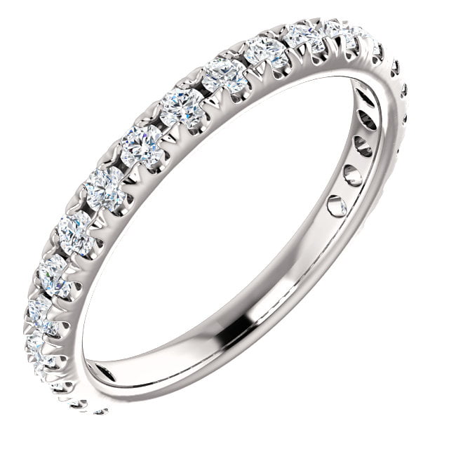 Diamond Wedding Ring band 0.25 Carat Round Cut 14k White Gold French pave 