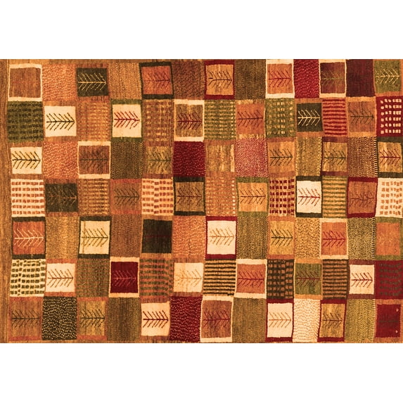 Ahgly Company Indoor Rectangle Abstract Orange Contemporary Area Rugs, 8' x 10'