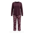 thumbnail image 2 of Pijama Secret Treasures para Dama Set Playera Manga Larga con Pantalón Vino Estampado Flores Talla G 2 Piezas., 2 of 4