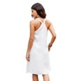 thumbnail image 3 of Fiophy Women's 100% Linen Sleeveless V Neck Halter High Low Midi Dresses with Pockets Summer Casual Beach Flowy Dresses, White, M, 3 of 7