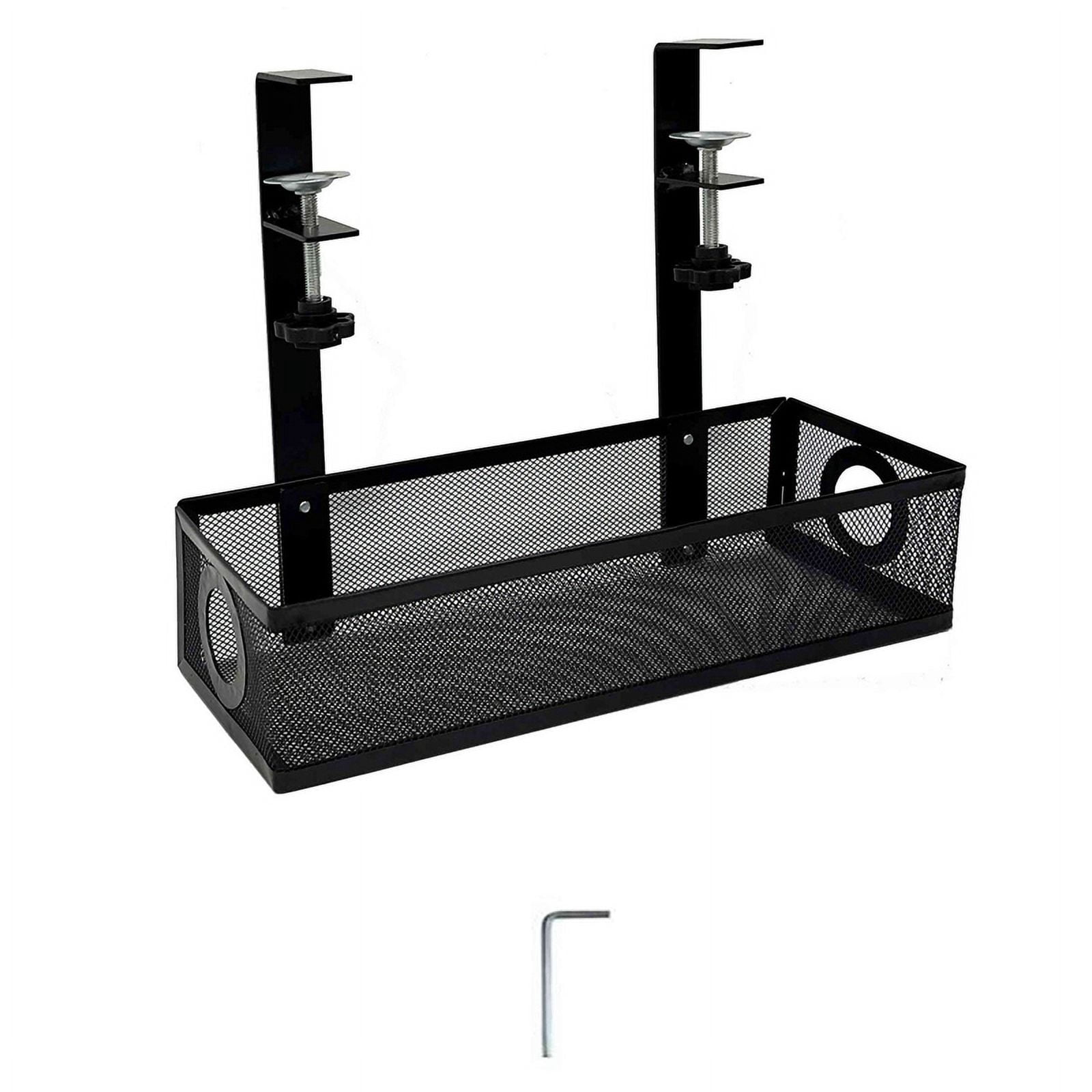 2X Under Desk Cable Management Box Tray Under Desk Wire Management Box Clamp Under Table Cord Management Organizer