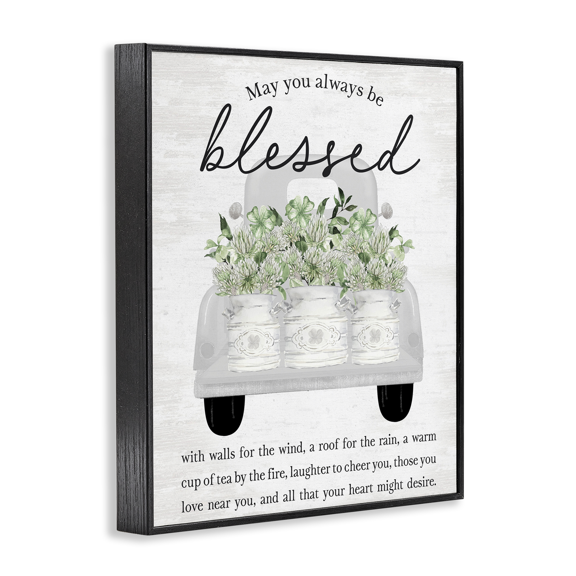Stupell Industries Inspiring Blessed Phrase Botanical & Floral Painting Black Framed Art Print Wall Art, 16 x 20