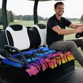 thumbnail image 4 of Yuyamidu Colorful Sunset Golf Cart Seat Covers with 4 Front Pockets Coconut Tree Golf Cart Seat Towel Blanket for 2-Person Heavy Duty Comfortable Club Car Golf Cart Accessories, 4 of 7