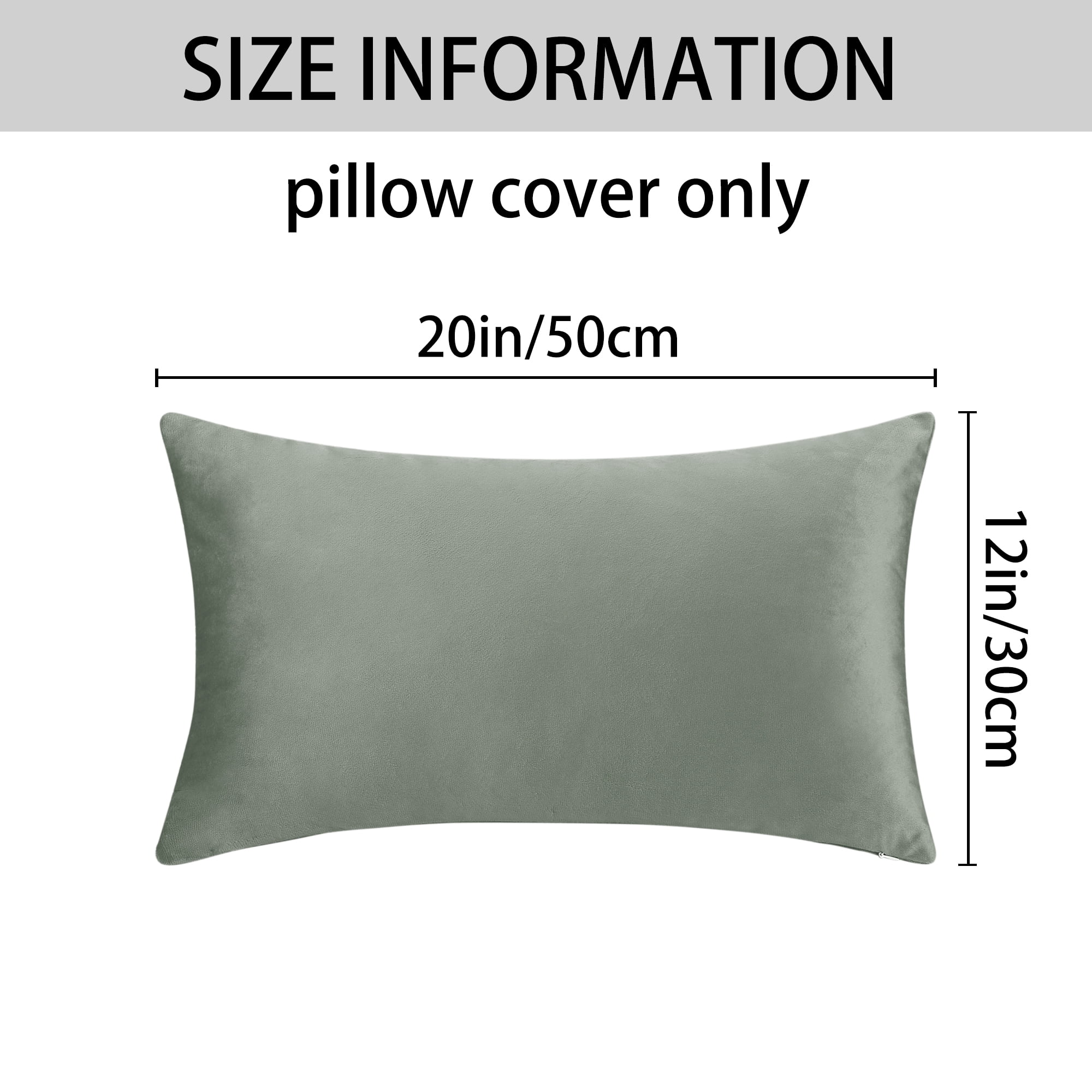 Unique Bargains Velvet Modern Zipper Cushion Decorative Throw Pillow Covers (2 Count) Gray 12" x 20"