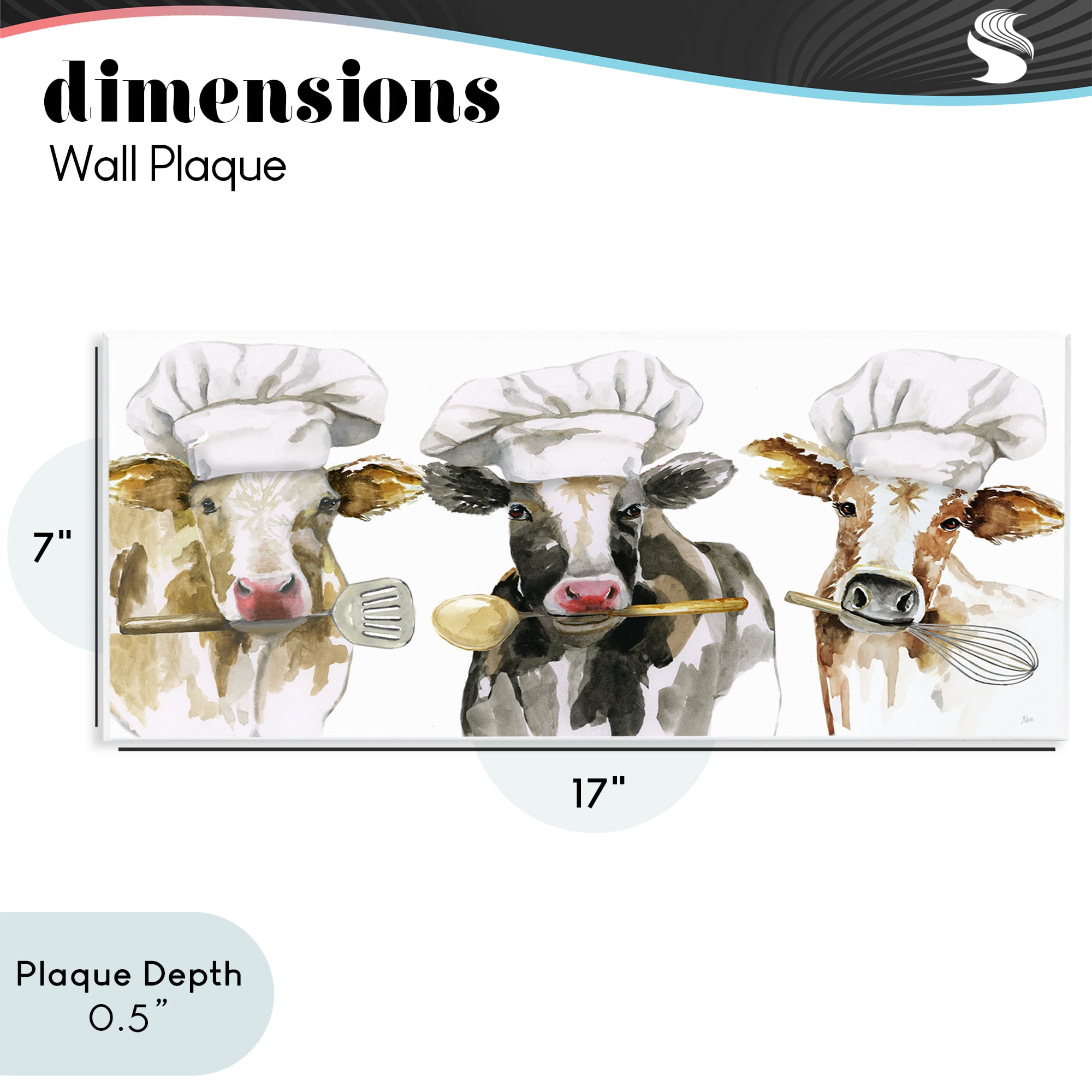 Stupell Industries Cow Chefs with Utensils Wall Plaque Art, design by Nan