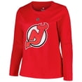 thumbnail image 2 of Women's Profile Jack Hughes Red New Jersey Devils Plus Size Distressed Printed Name & Number Long Sleeve T-Shirt, 2 of 3