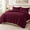Burgundy-Full, variant on Beige Full Size 3-Piece Fleece Winter Warm Bedding Comforter Set