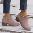thumbnail image 5 of Taqqpue Women's Boots, Women's Fashionable And Casual Versatile Cool Solid Color Heel Rhinestone Eye-Catching Fall And Winter Style Comfortable Low Heel Thick Heel Short Boots for Women, 5 of 8