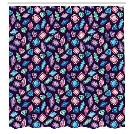Amethyst Shower Curtain Precious Gemstones And Crystals Pattern