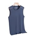 thumbnail image 6 of WTXUE Undershirts Sleeveless, Crew Neck Shirts for Men Oversized Loose Fitting Wicking Sweatshirt Qui Cotton Solid, Big and Tall Shirts Muscle Shirts | Activewear for Men Blue L, 6 of 9