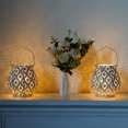 thumbnail image 6 of Set of 2 Moroccan Style Metal Table Lamp 18cm H Battery Powered Cordless Lamp with LED Fairy Lights Bulb, 6 of 8