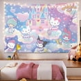 thumbnail image 1 of Fondo de tapiz de cómic Sanrio, Hello Kitty, Cinnamoroll, Kuromi, dormitorio, cabecera de cama, tela colgante de pared, decoración de habitación Kawai, 1 of 4