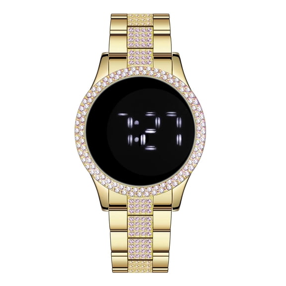 DESIGNICE Stainless Steel Digital Watches for Women, Led Ladies Digital Watches Business Watch for Women Digital Watch Womens Quart Waterproof Elegant Female Wristwatch