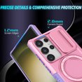thumbnail image 3 of ELEHOLD Rugged Case for Samsung Galaxy S20 FE with Sliding Camera Lens Cover Rotation Ring Holder Stand Function Compatible with MagSafe Shockproof Cover for Samsung Galaxy S20 FE,pink, 3 of 8