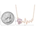 thumbnail image 5 of AFFY Round Cut Simulated Birthstone Paw & Heartbeat Pendant Necklace In 14K Rose Gold Over Sterling Silver By, 5 of 7