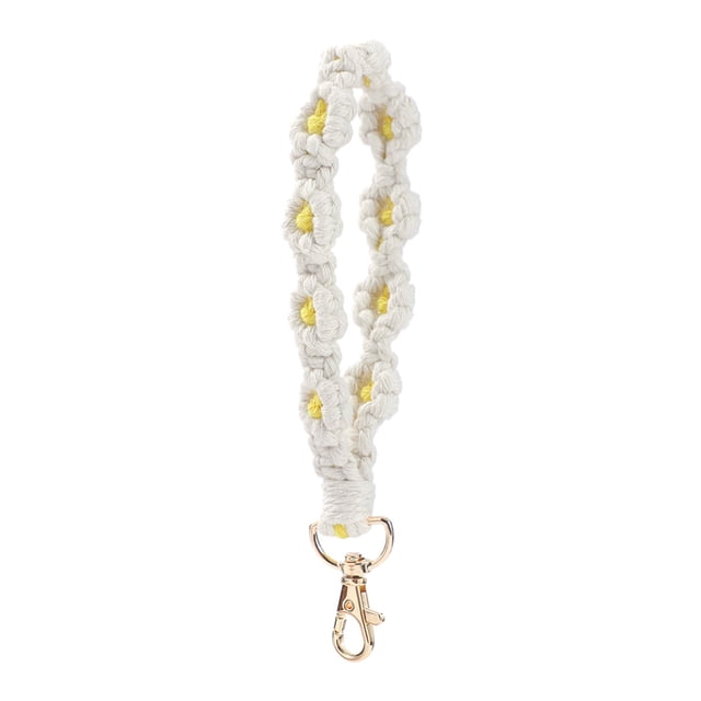 Clearance! Bohemian Hand-Woven Daisy Flower Keychain Clashing Color Keychain Bracelet Pendant Phone Chain