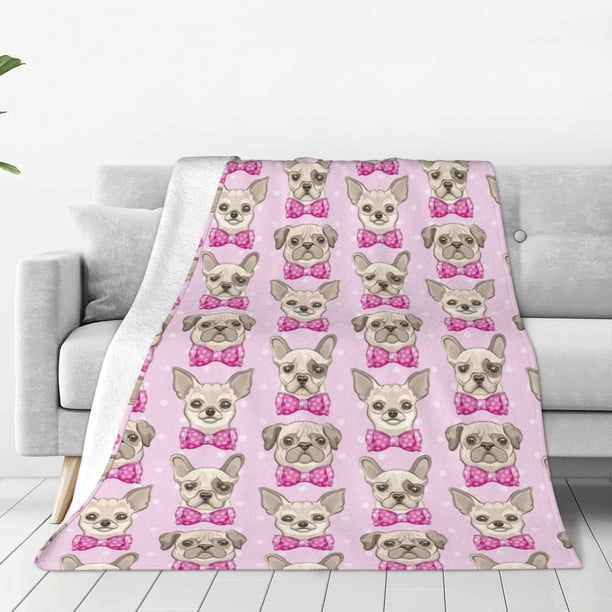 Fotbe Cute puppy Manta de Franela Acolchonada con Estampado, Súper Suave y Esponjosa, Extra Grande para Sofá, Cama, Uso Todo el Año-60"x50"