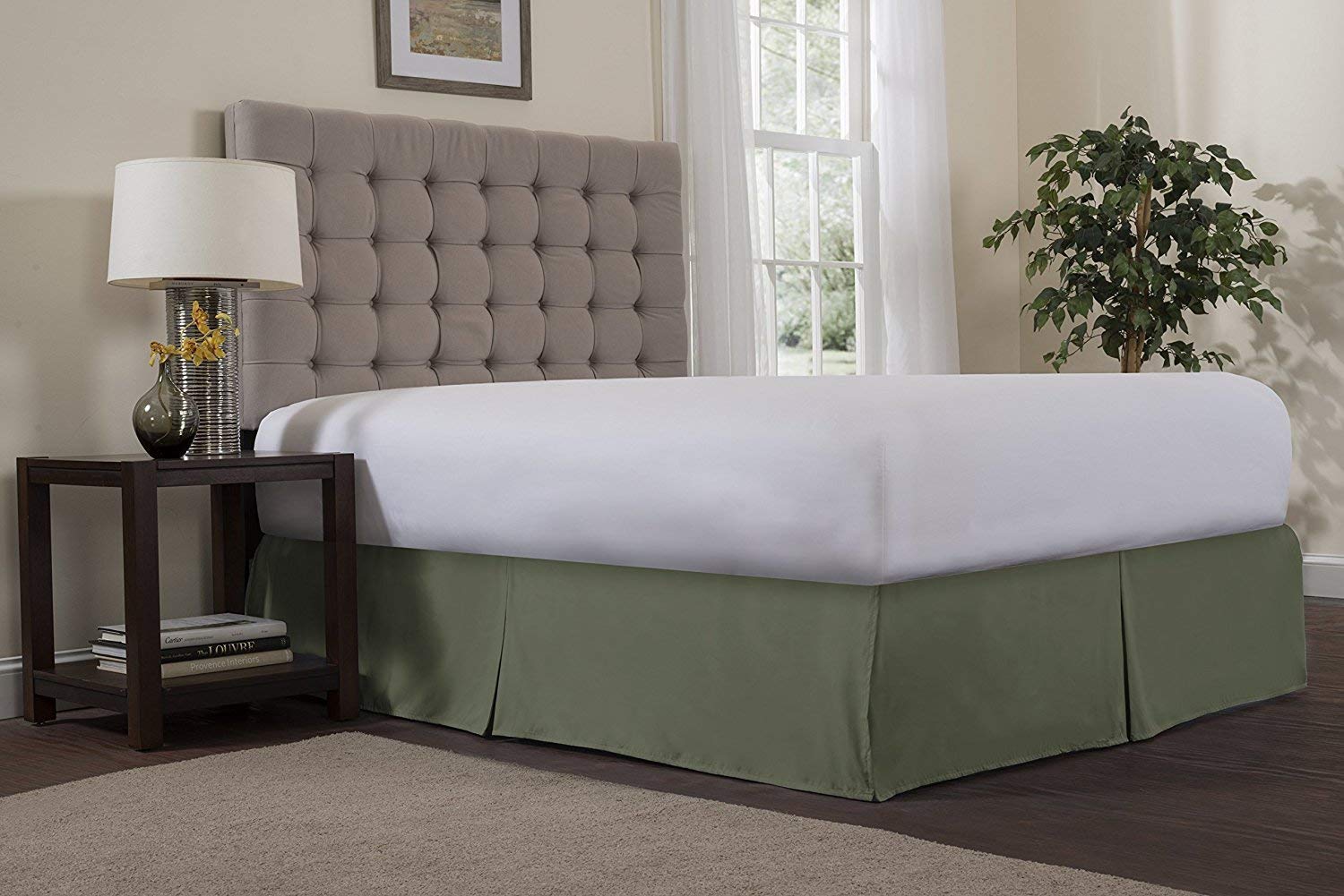 Reversifi Center Pleat Bed Skirt Twin Size Oil Green