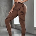 thumbnail image 3 of Leggings for Women Tummy Control Tie Dye Seamless High Waist Outdoor Tight Sports Yoga Pants,Coffee,XL, 3 of 3