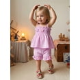 thumbnail image 6 of AceBaby Toddlers Baby Girls Outfits, 6M-4T Tie-up Flower Camisole and Shorts Summer 2Pcs Clothes Set, 6 of 8