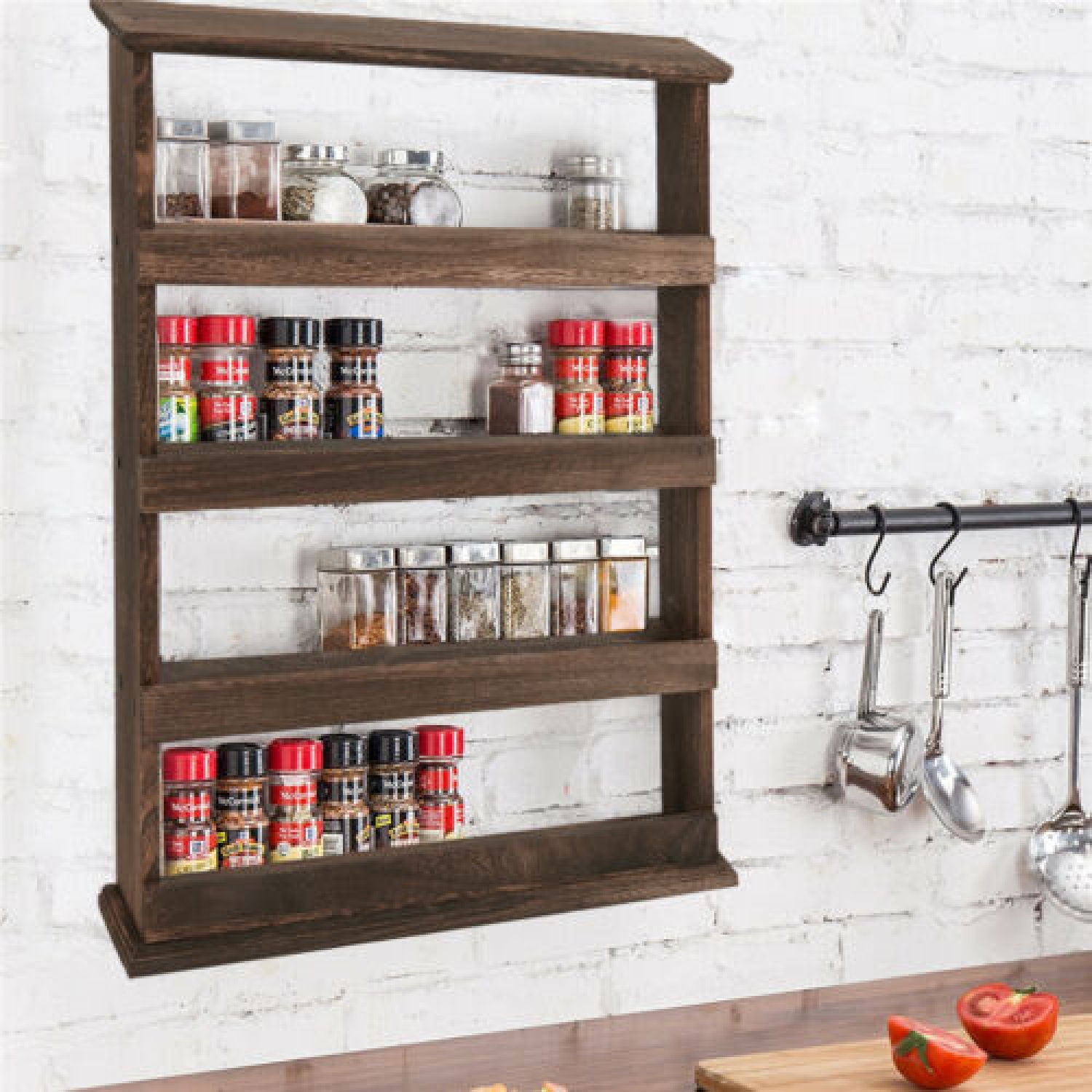 Wall Spice Rack With 4 Spice Jars Handmade of Olive Wood/ Spice Rack Wall  Mount/ Wooden Salt Box Setfree Personalization Wood Conditioner 