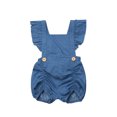 thumbnail image 1 of ITFABS Girl Denim Flying Sleeve Jumpsuit Ruffled Square Collar Button Romper, 1 of 7