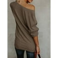 thumbnail image 3 of Womens Off The Shoulder Sweater Oversized Knit Long Sleeve Sweaters Tunic Tops, 3 of 4