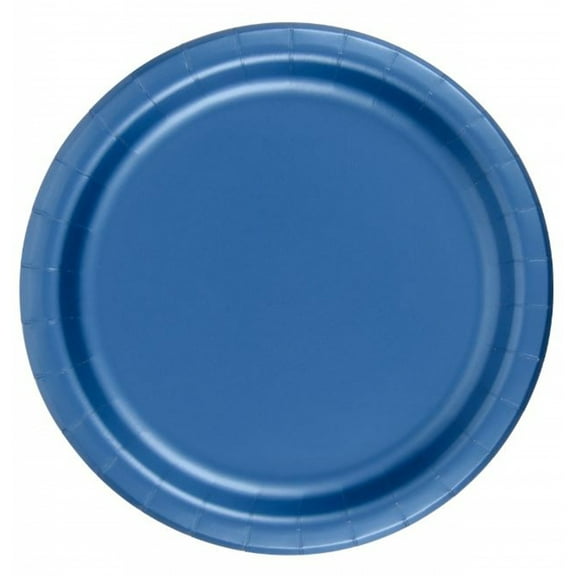 24 Plates 9" Paper Dinner Lunch Plates Wax Coated - Royal Blue