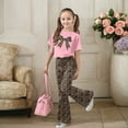 thumbnail image 5 of Gaexia Girls 2 Piece Set,Girls Casual Fashion Outfit Bow Short Sleeve Top and Long Pants Comfy Two Piece Playwear Fashion Clothes,8-9 Years, 5 of 6