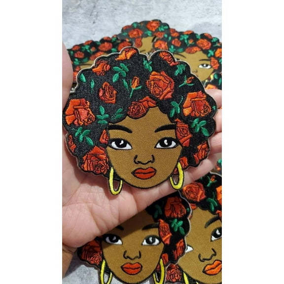 Beautiful NEW, "Floral Queen" Embroidered Patch, Size 4", Patches for Clothing and Accessories,Iron-on Applique, DIY, Craft Supplies