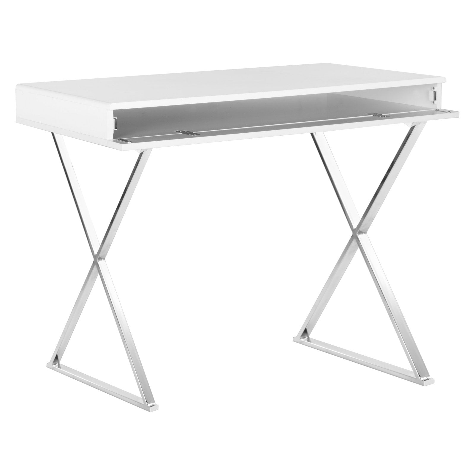Modern Desk, White w/t Chrome X Legs Safavieh Home Office eBay