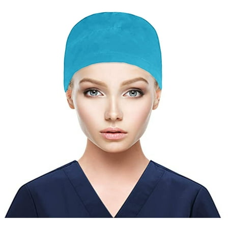 CieKen Scrub Cap With Buttons Bouffant Hat With Sweatband for Womens and Mens