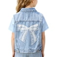 thumbnail image 2 of SROBPTY Teen Girls Jacket Print Sleeveless Denim with Bow and Pockets for 18M-14Y, 2 of 5