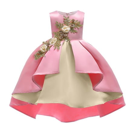 

3T Baby Girls Dress Princess Dress Party Dress 4T Girls Birthday Dress Wedding Party Dress Formal Sleeveless Flower Irregular Dress Pink Dress