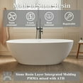 thumbnail image 3 of LIGMIRR 59 inch Stone Resin Freestanding Bathtub, Oval Solid Surface Bathroom Freestanding Tubs, Stand Alone Tubs with Integrated Slotted Overflow and Drain, Matte White, 3 of 8