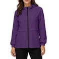 thumbnail image 5 of Zynoxe Womens Rain Jacket Lightweight Waterproof Packable Raincoat with Adjustable Hood Outdoor Travel Windbreaker Purple S, 5 of 8