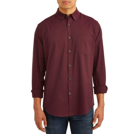 George Men's Long Sleeve Slim Fit Oxford Shirt, up to
